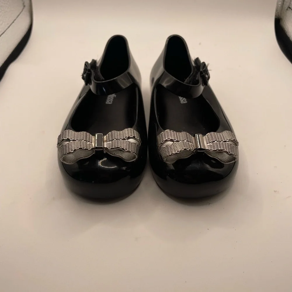 Mini Melissa girls black jelly flats size 7C